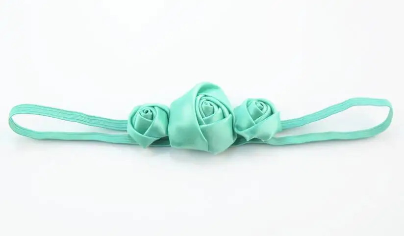 

Satin Rosette Flower Headband Triple Rosette Headwear For Girls Kids 18 color 36pcs/lot