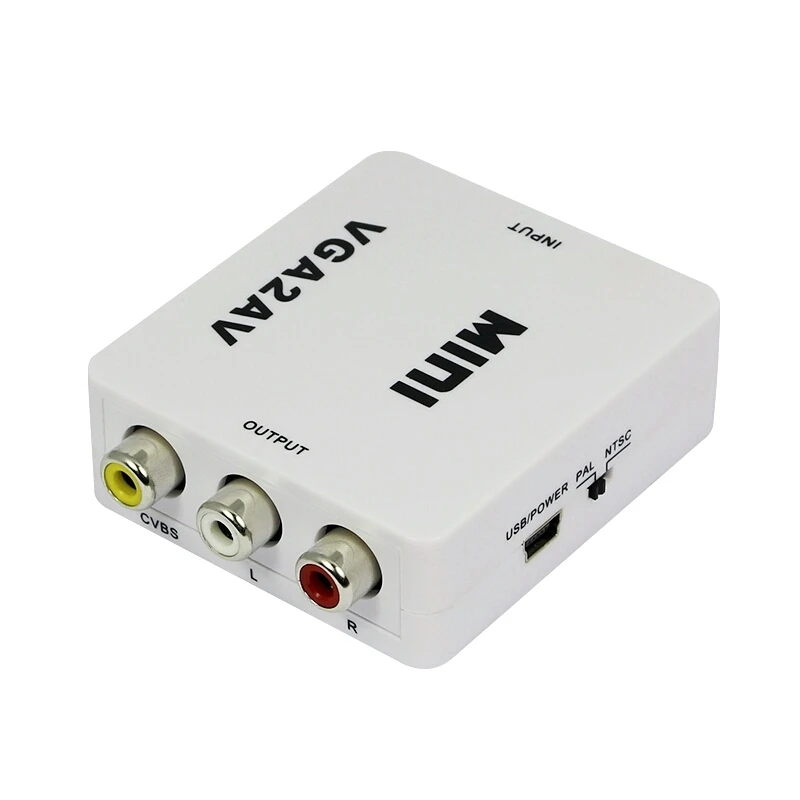 Мини конвертер VGA AV поддержка 1080P VGA2AV|mini vga|vga tovga to av rca |