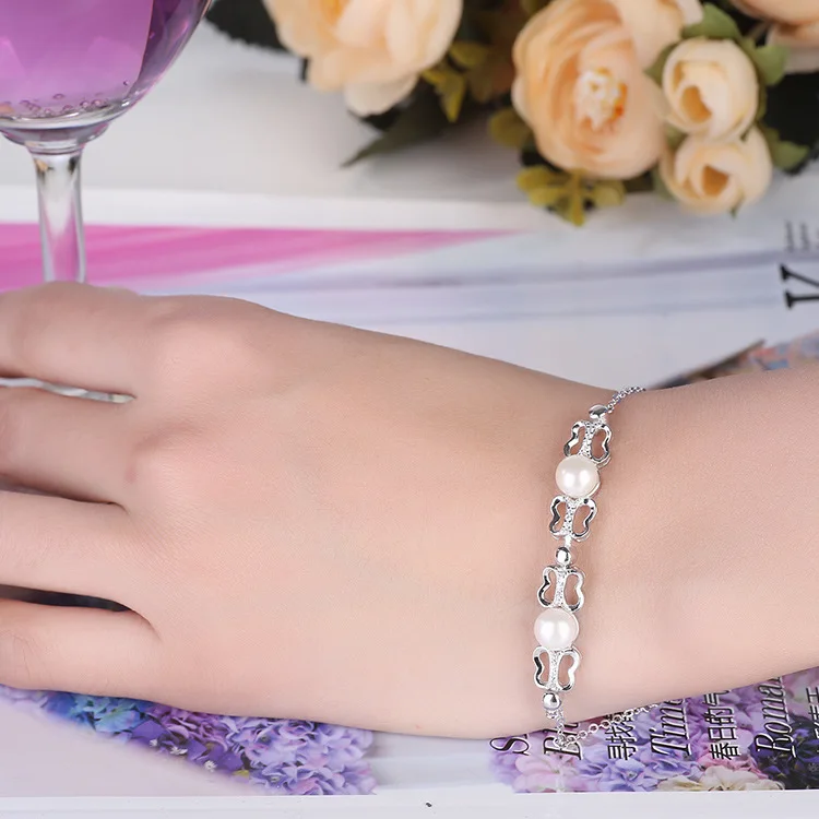 Корейский модный браслет S925 чистый серебряный жемчужный держатель оптовая