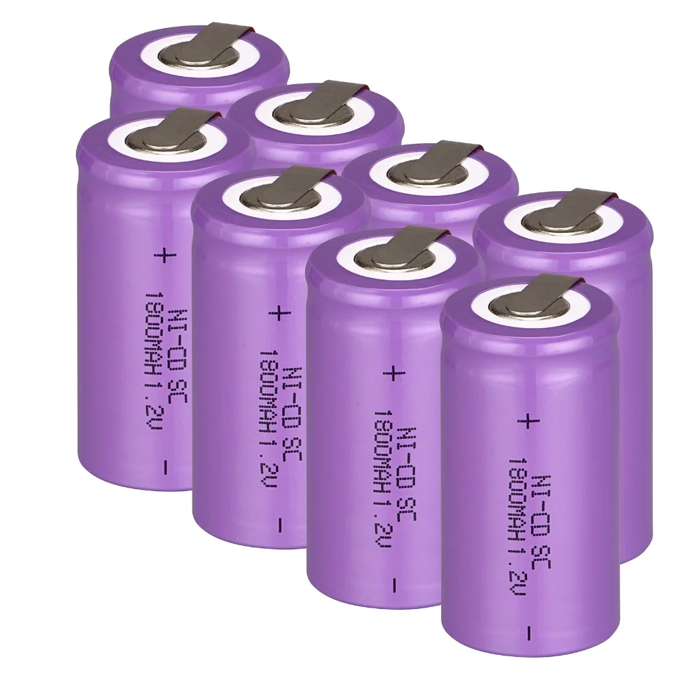 8 шт. аккумуляторы Sub C SC 1 2 в 1800 мАч Ni Cd с tab 4 25*2 см фиолетовый цвет|batterie olympus li 42b|battery