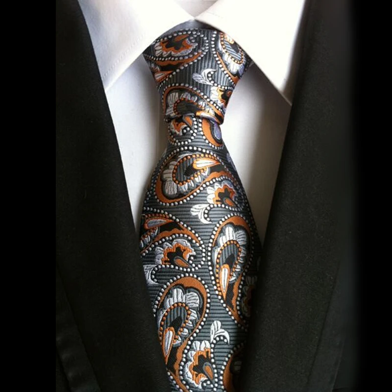 

100% шелковые галстуки, распродажа, классический мужской галстук с пейсли-рисунком, 8 см, тонкий галстук, галстук, платок, жаккардовый галстук, ...