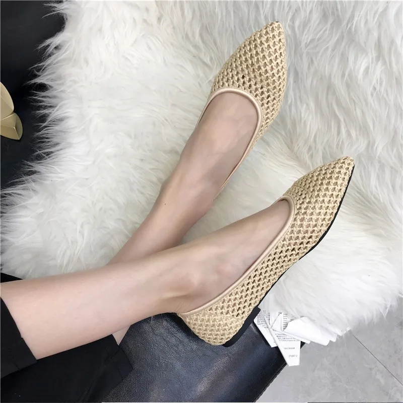 Breathable Cane Ladies Flat Shoes 2018 Casual Grass Women Ballet Flats For Spring Autumn Dress Ballerinas Size 35-40 | Обувь