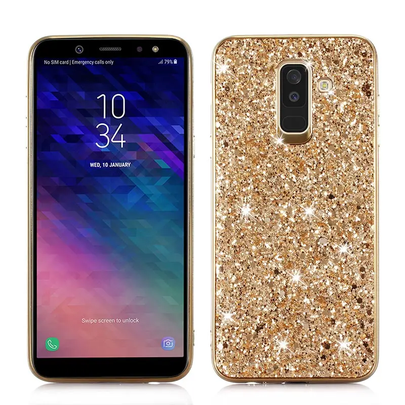 Showkoo Phone Case For Samsung Galaxy A6 Plus Glitter Bling Back Cover A6S 2018 TPU+PC Shell Fundas Shining |