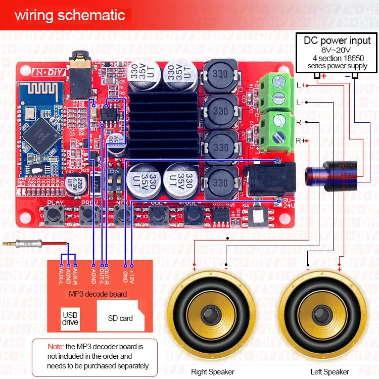 2018 TDA7492 AUX 5532 класс D 50 Вт * 2 беспроводной Bluetooth 4 0 аудио приемник Цифровой