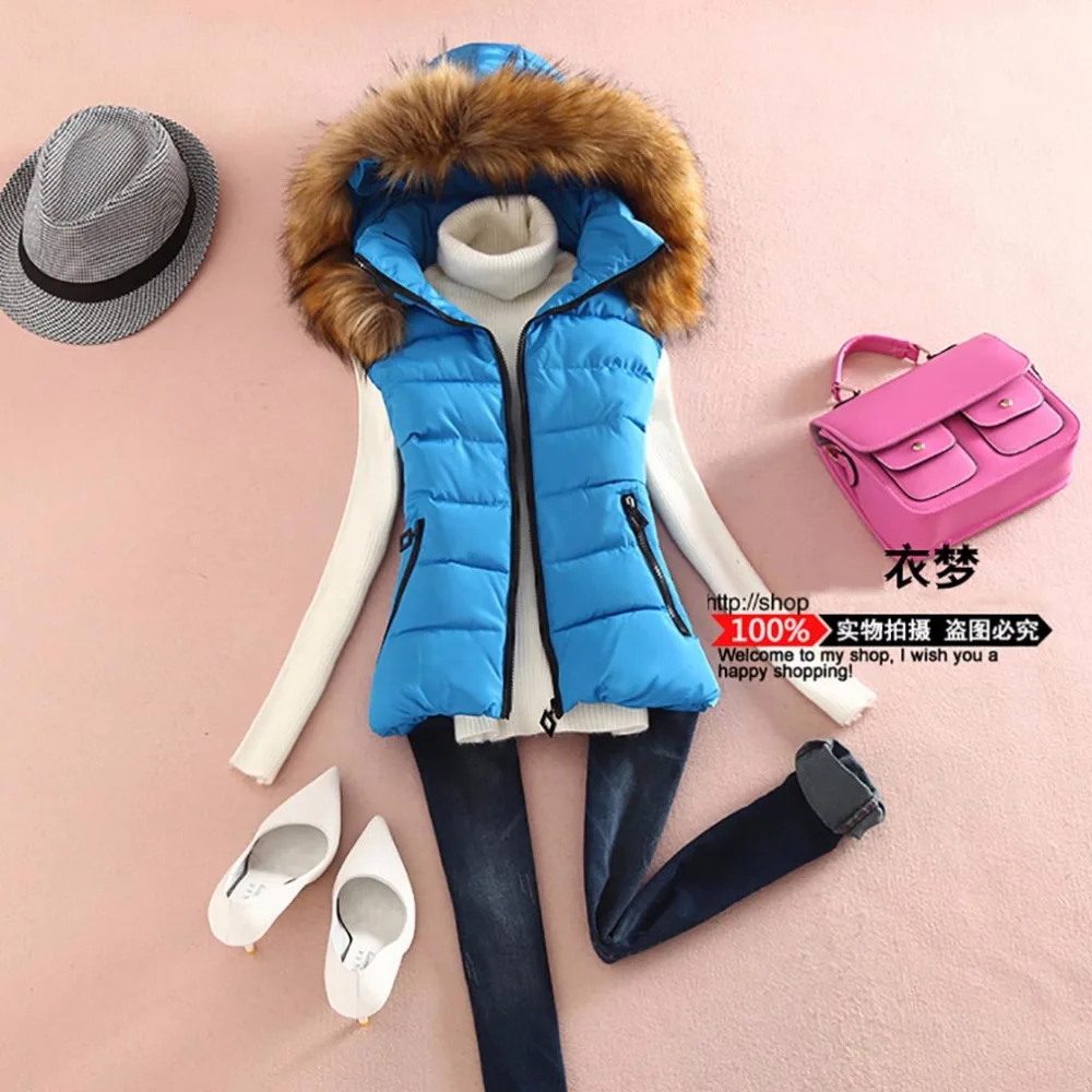 Брендовый женский жилет с капюшоном Повседневная облегающая пуховая куртка