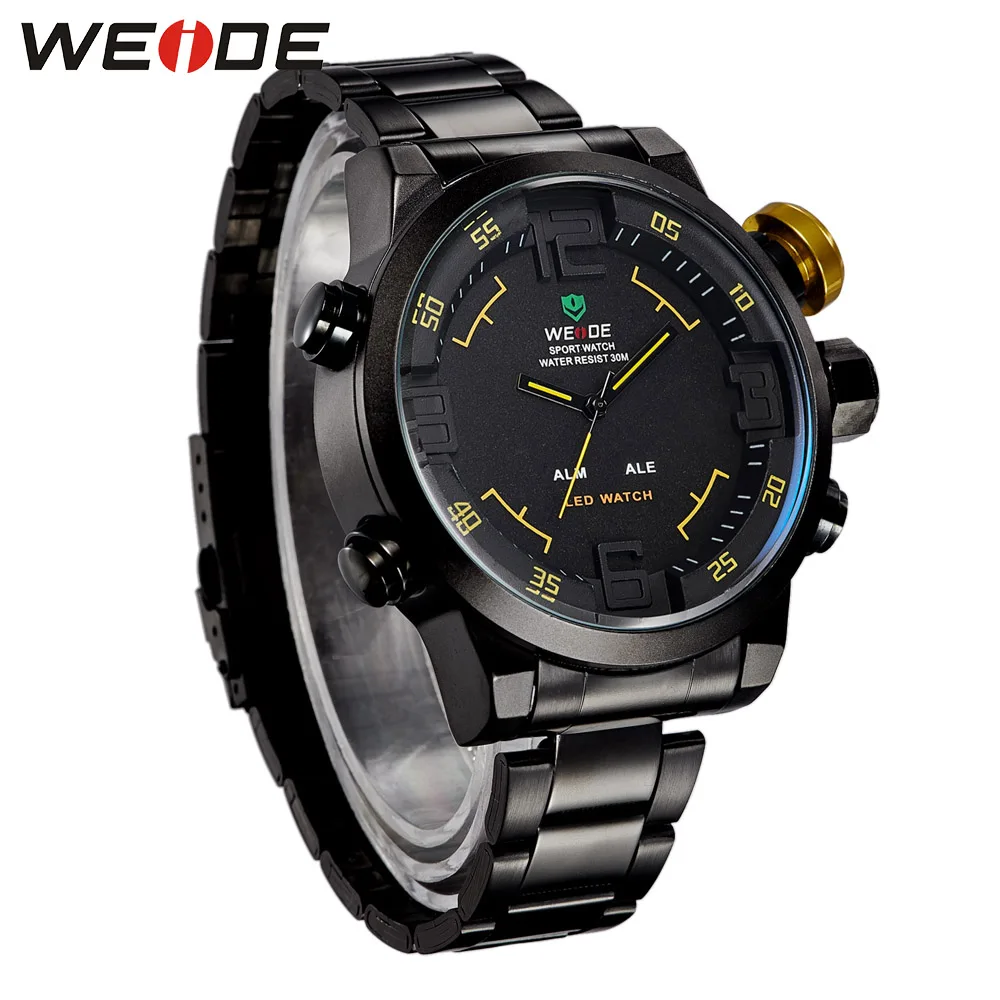 Weide Кварцевые Спортивные Наручные Часы повседневные из натуральной нержавеющей