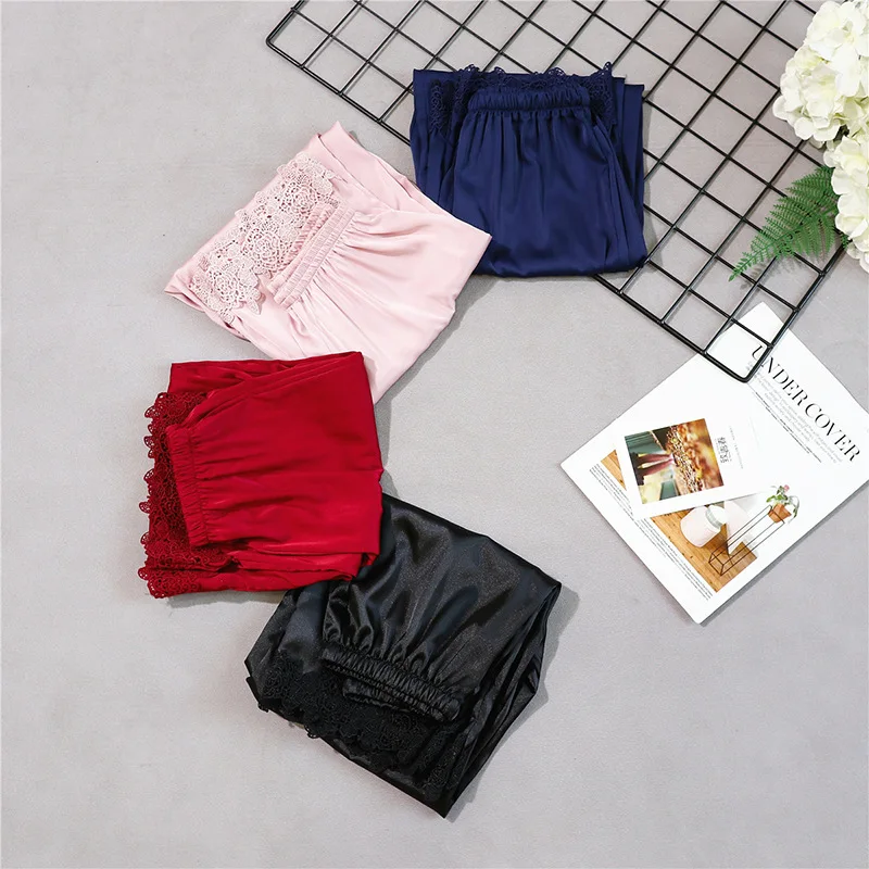 

2019 New Style Womens Long pants Spring Summer Casual Silky Home Wear Sleep Pyjama Bath Trousers M-XL