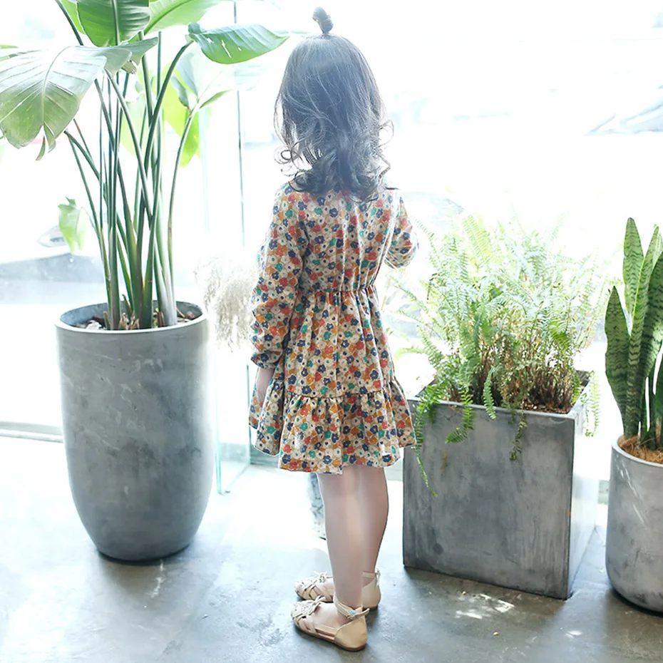 Dresses For Girls Floral Pattern Dress Full Length Children Party Spring Autumn Kids Clothes 8 10 12 14 Year | Детская одежда и