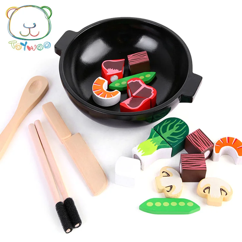 [Toy Woo] Деревянные игрушки для ролевых игр на кухне, деревянные магнитные фрукты и овощи, красочные обучающие игрушки для еды для детей