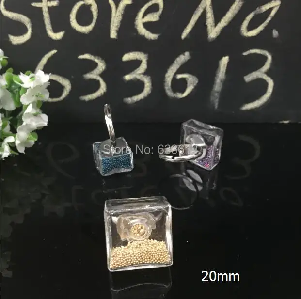 Бесплатная доставка 20 наборов по 16/18/20/25 мм Квадратные жидкие кольца Стеклянная сфера Пузырчатый флакон кольца Крышка Шар Пузырьковых флаконов