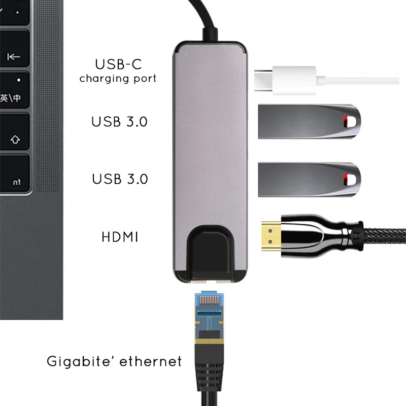 USB концентратор с портом Type C и гигабитным Ethernet Rj45 1000 м|Кабели VGA| |