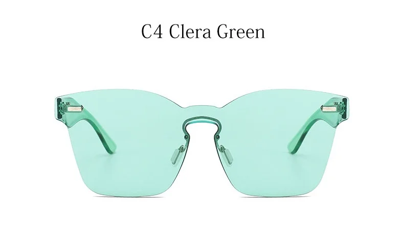 C4 Clear Green Милые Ретро женские прозрачные солнцезащитные очки модные брендовые Квадратные Солнцезащитные очки женские красные синие негабаритные прозрачные очки без оправы - Цвет линз: C4 Clear Green