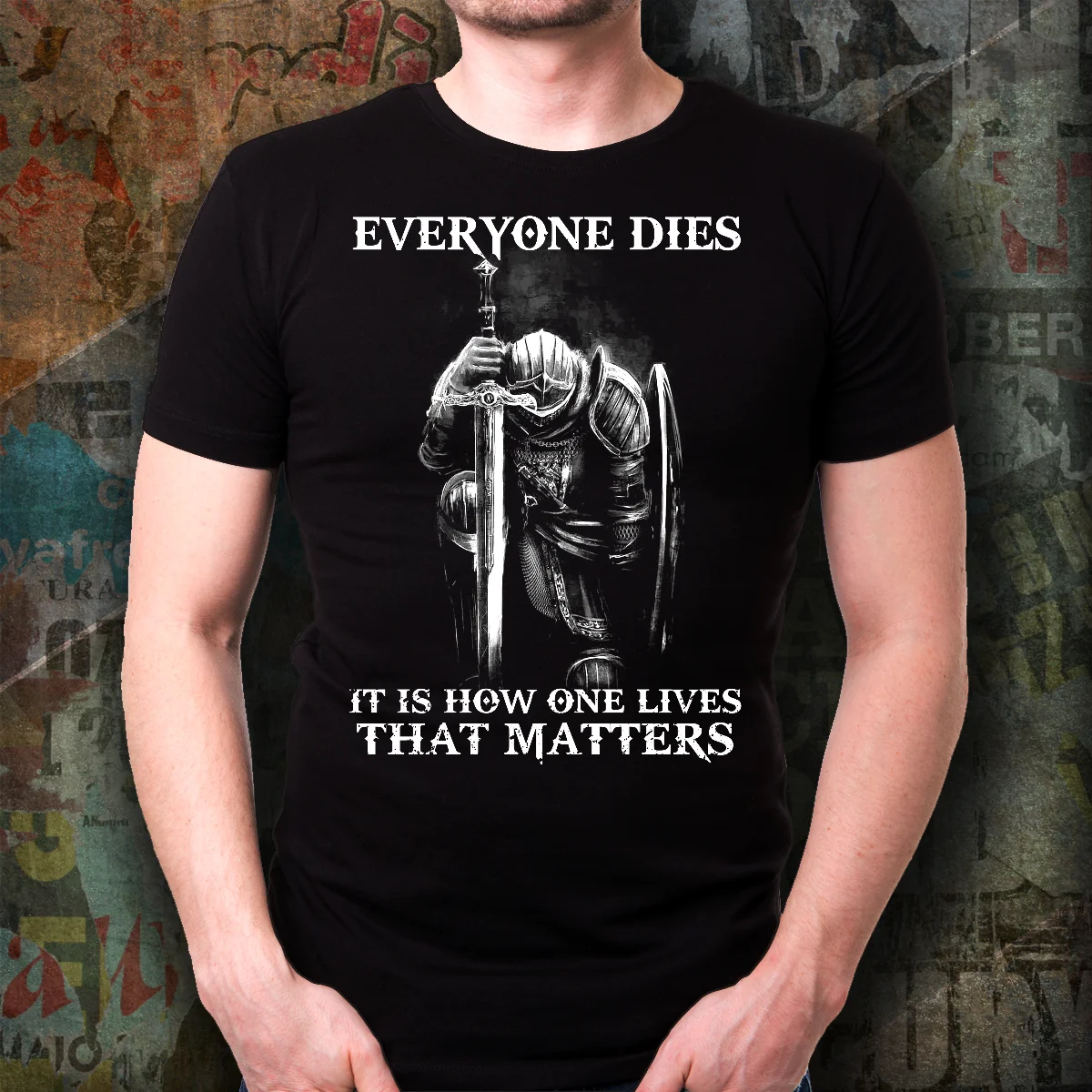 Мужская футболка с воином Knight Templar модная надписью Fight To Live Matter Gift God 2019|Мужские