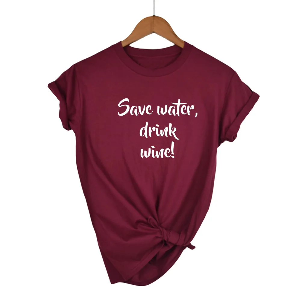 Wine Red-W Футболка с водными напитками, забавные женские винные топики для пар, футболка Femme Harujuku, футболка, хипстерская женская одежда - Цвет: Wine Red-W