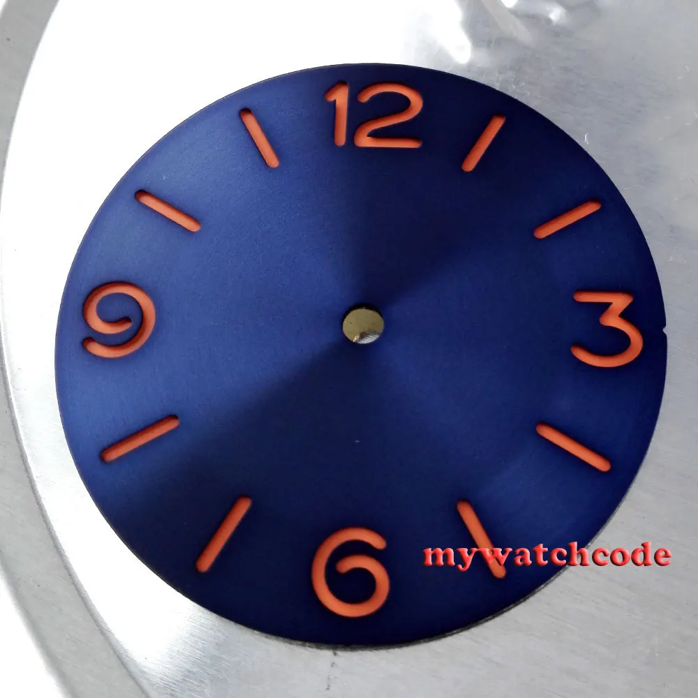 38.9 мм синий Сэндвич Циферблат Orange отмечает чистой стерильной подходят ETA 6497 6498