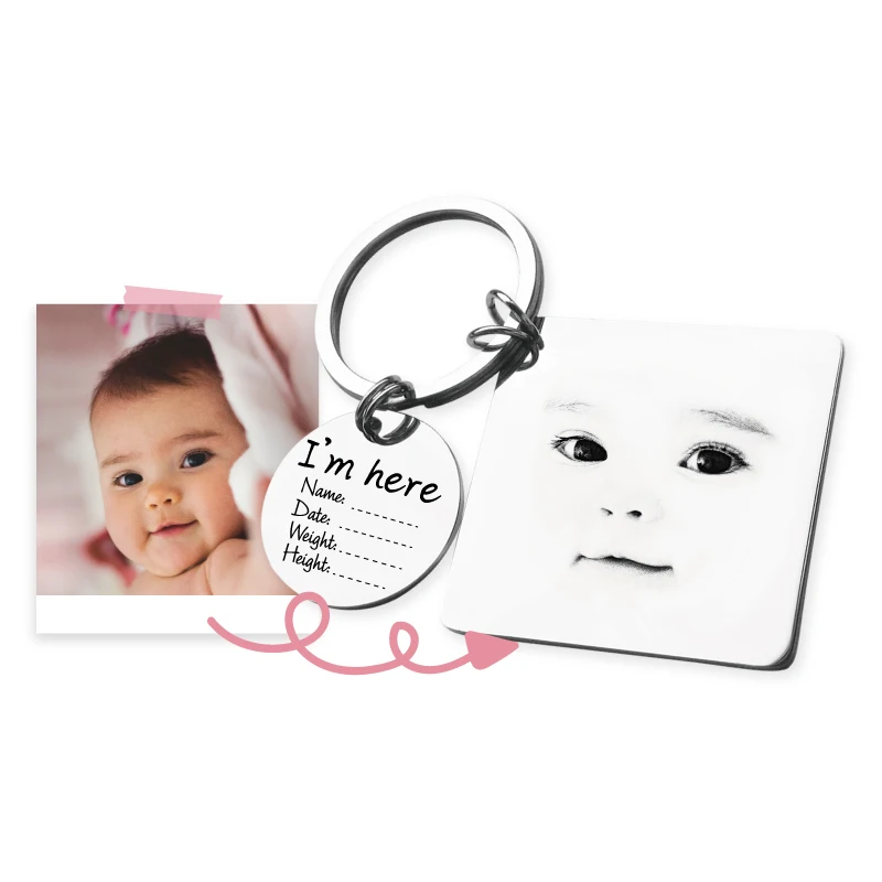 MYLONGINGCHARM брелок для новорожденных с фотографией индивидуальный гравировкой