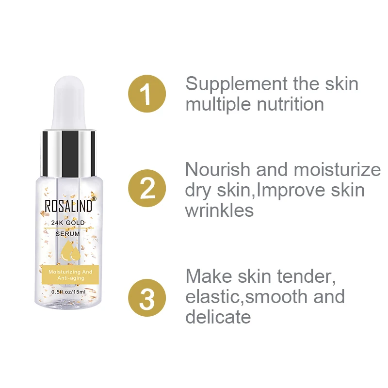 ROSALIND 24K Золотая Сыворотка для лица 15 мл против старения морщин Глубокое