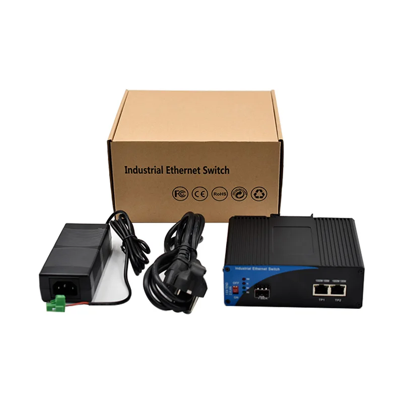 POE 1.25G Ethernet Fiber Converter Industrial 2 rj45 ethernet POE Port 1 Fiber Port Industrial Fiber Optic converter