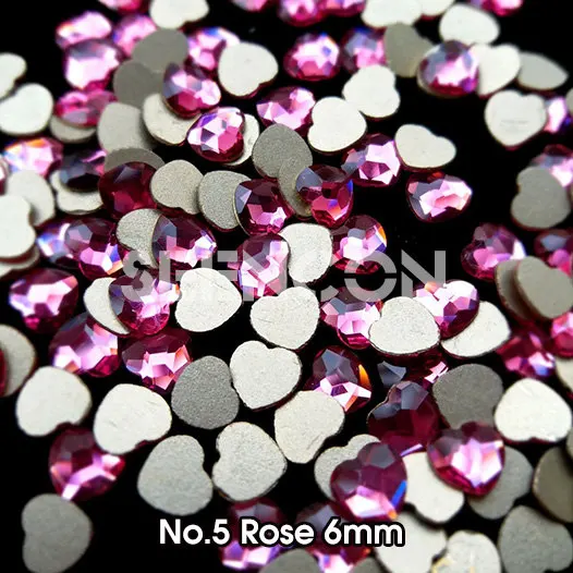 5 rose Япония nail art 10 шт./лот 6 мм надписи Sweet Love Heart Стразы для маникюра, высшее качество, аксессуары со стразами с плоской задней частью - Цвет: 5 rose