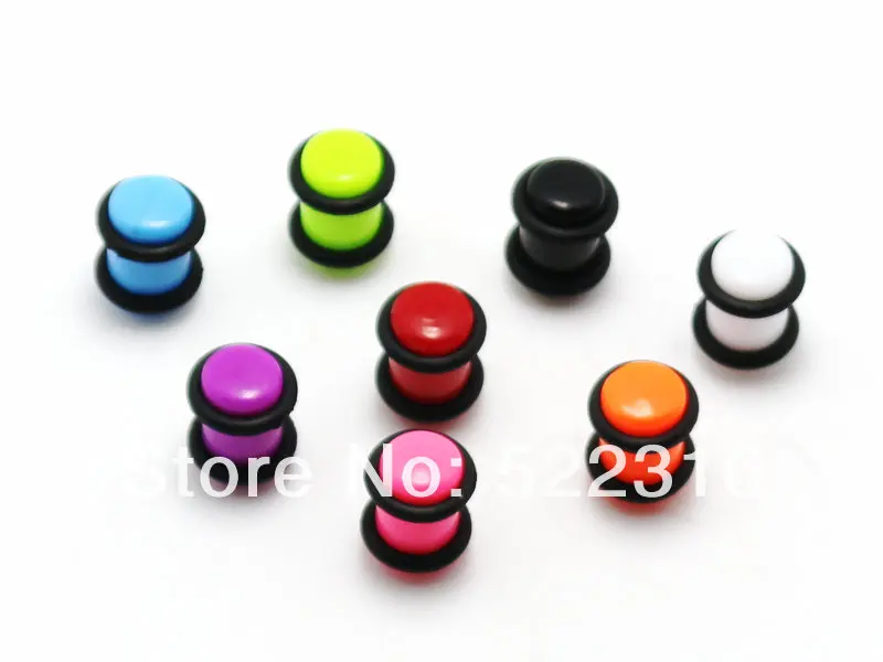 Акриловые затычки для ушей JEWEL с 2 черными уплотнительными кольцами разных цветов