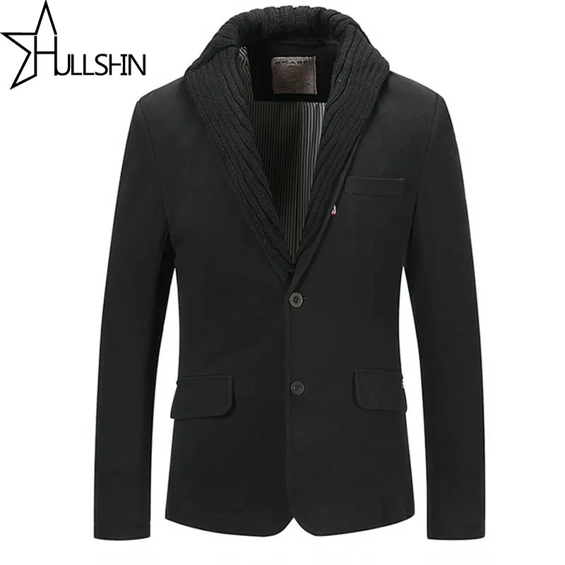 Hullshin Мода 2017 г. Для мужчин S Повседневное Блейзер одной кнопки Платье Slim Fit пиджак