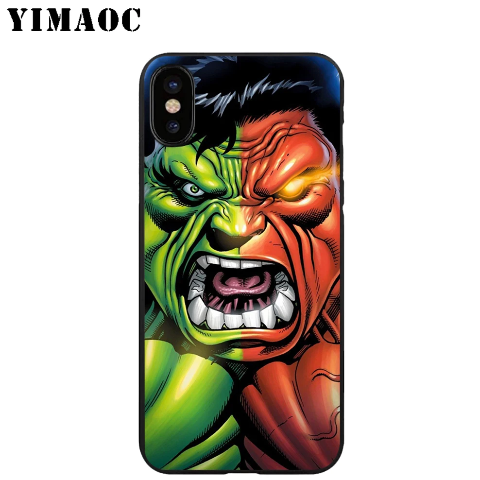 YIMAOC Халк Супергерои зеленый Мягкий ТПУ Черный силиконовый чехол для iPhone X или 10 8 7