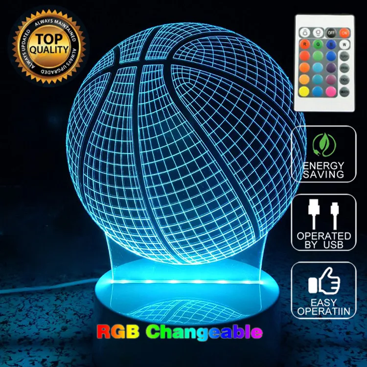 7 Colors Changing Basketball Light Optical Illusion 3D Glow LED Lighting Toys Night with Remote Control | Освещение
