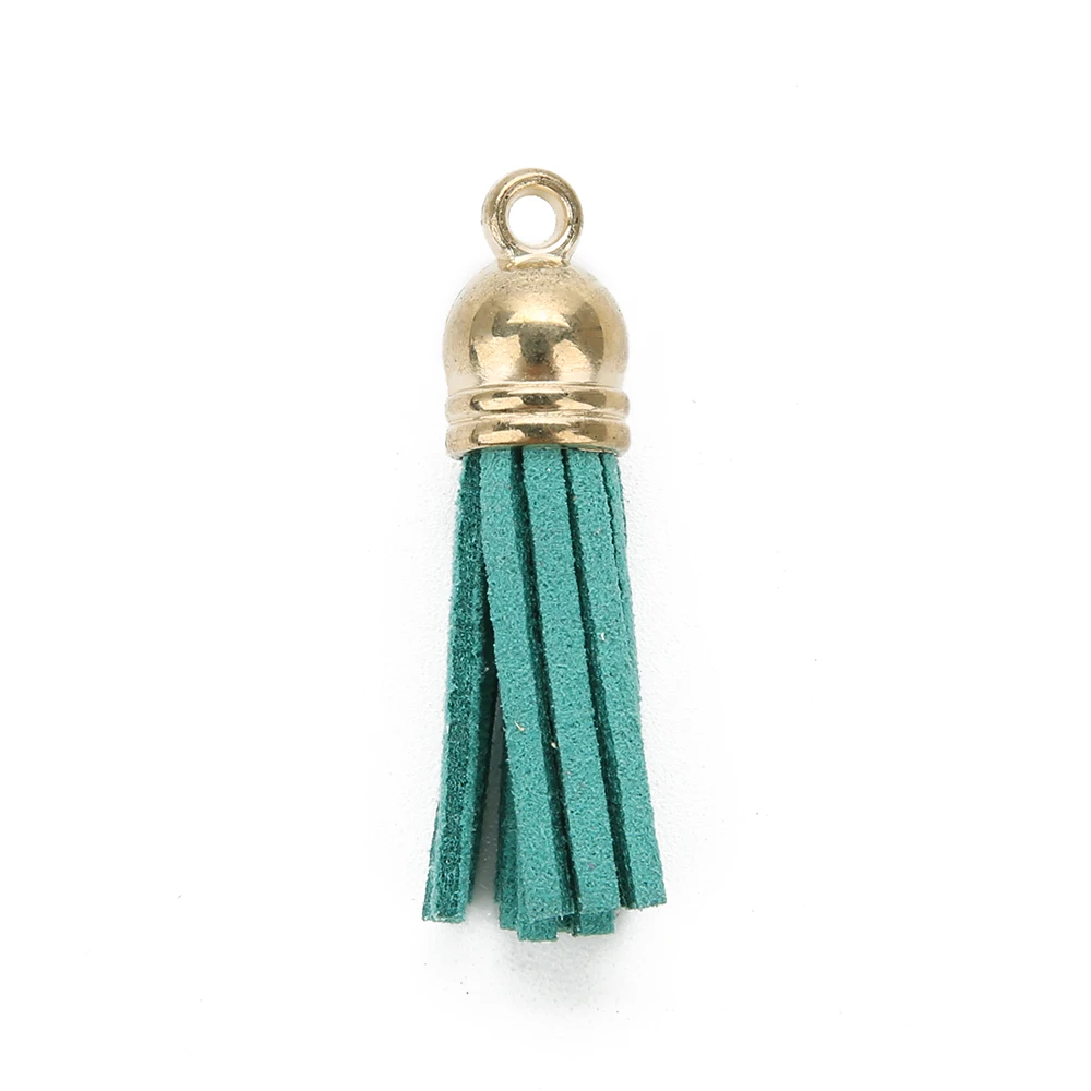 gold kong que blue 20 шт./партия, 4 см, замша, кисточки, очаровательные, разноцветные, искусственная замша, кожа, кисточка с золотым колпачком CCB для изготовления ювелирных изделий DIY - Цвет: gold kong que blue