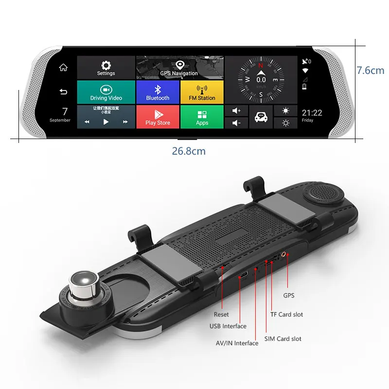 Зеркало заднего вида Anstar 10 дюймов 4G 1080P Android WiFi двойной объектив GPS навигация