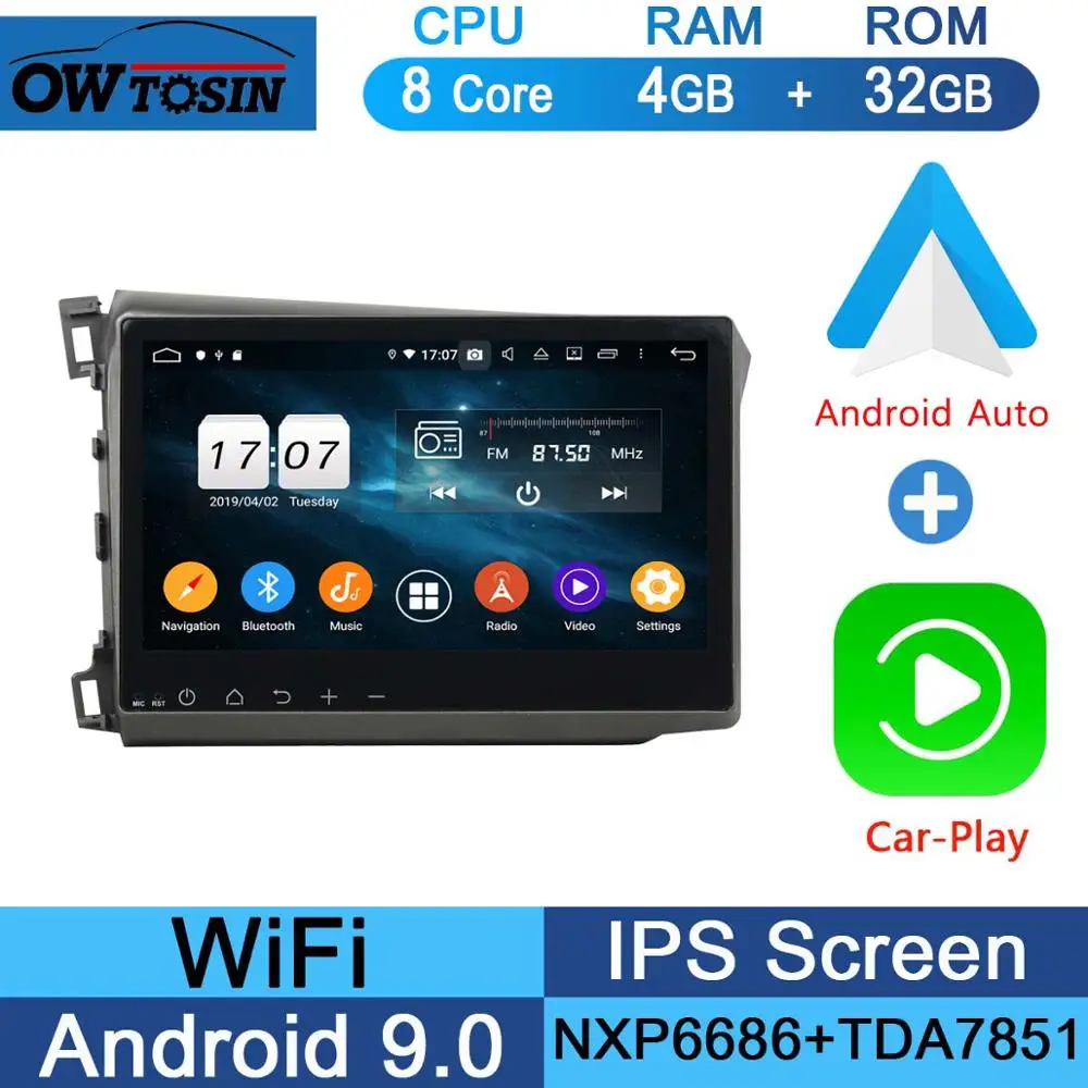 32G CarPlay Android 10," ips 8 Core 4G+ 64G Android 9,0 Автомобильный мультимедийный dvd-плеер gps радио для Honda Civic 2011 2012 2013 DSP CarPlay - Цвет: 32G CarPlay Android