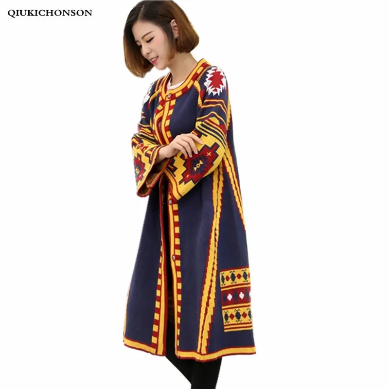 Женский свитер осенне-зимнее пальто винтажный с геометрическим узором