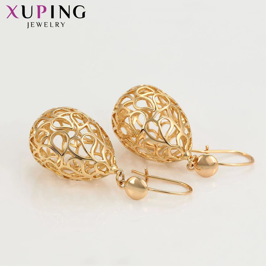 Изысканные серьги капли Xuping элегантная круглая форма золотого цвета для женщин