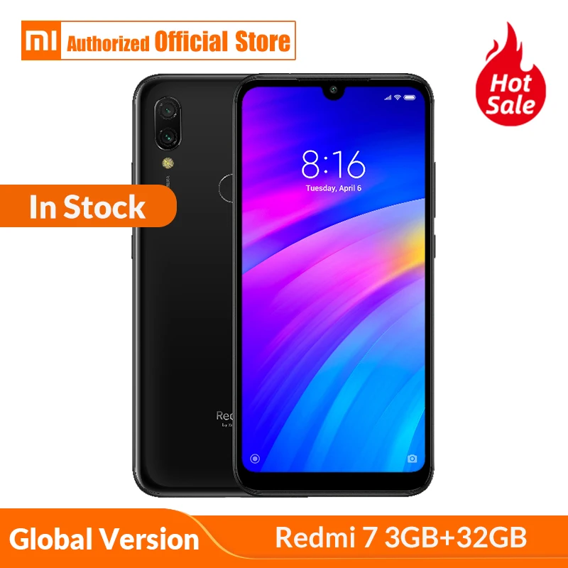 Глобальная версия Xiaomi Redmi 7 3GB 32GB мобильный телефон 6 26 ''Snapdragon 632 двойная камера 12MP + 2MP фронтальная