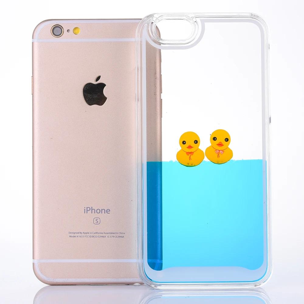 Для iPhone 6 Чехол 3D прозрачная струящаяся жидкость для плавания желтая утка задняя