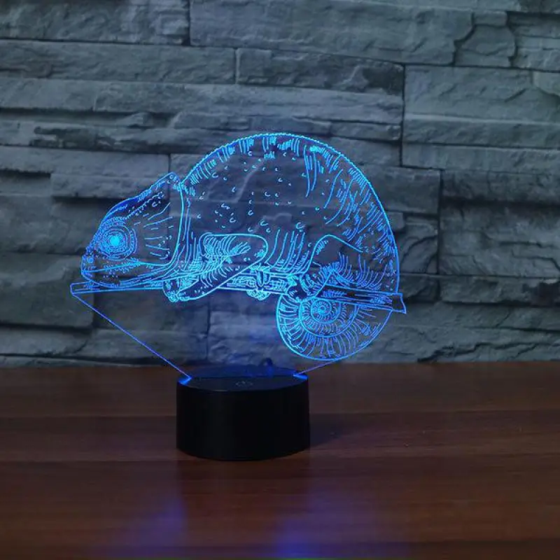 Ночник для спальни подарок хамелеон Led креативный 3d ночник милый мультфильм