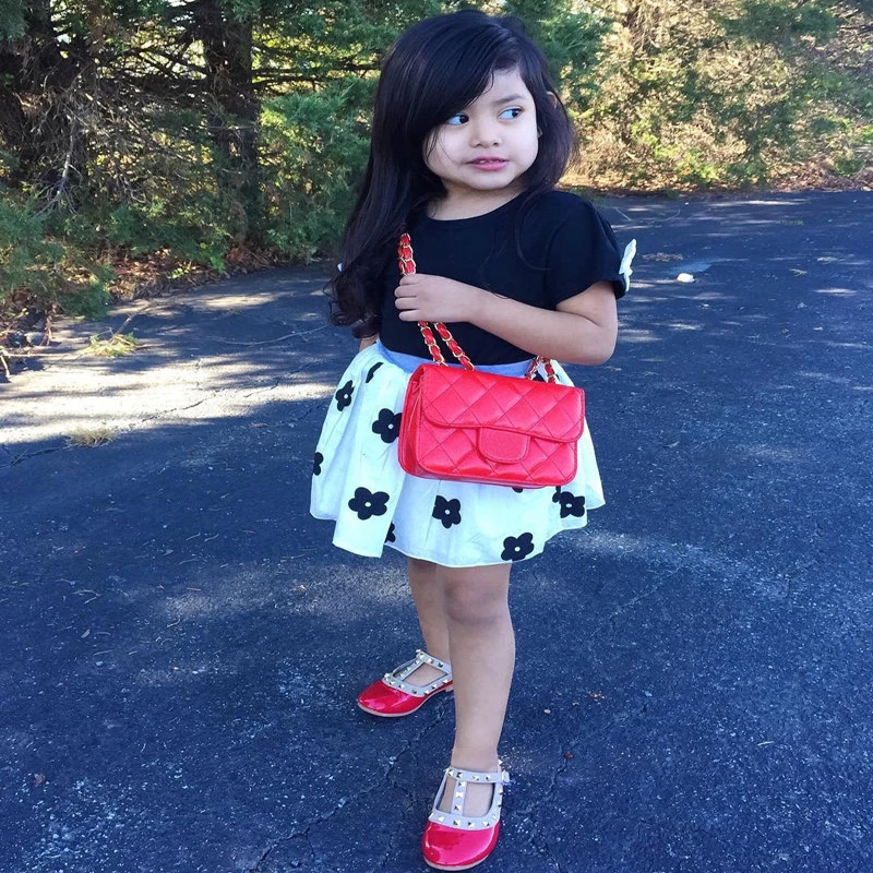 2 шт. Детская летняя кружевная юбка-пачка с коротким рукавом и цветочным принтом |