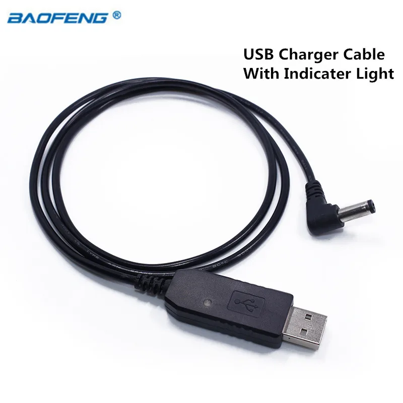 Оригинальный Портативный USB кабель для зарядки с индикатором Baofeng UV 5R 82 BF F8HP GT 3 9R