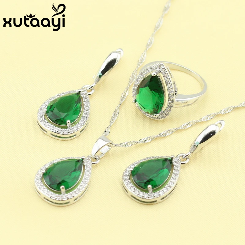 Набор ювелирных изделий из серебра с цирконом Размеры колец 6/7/8/9/10 | Украшения и