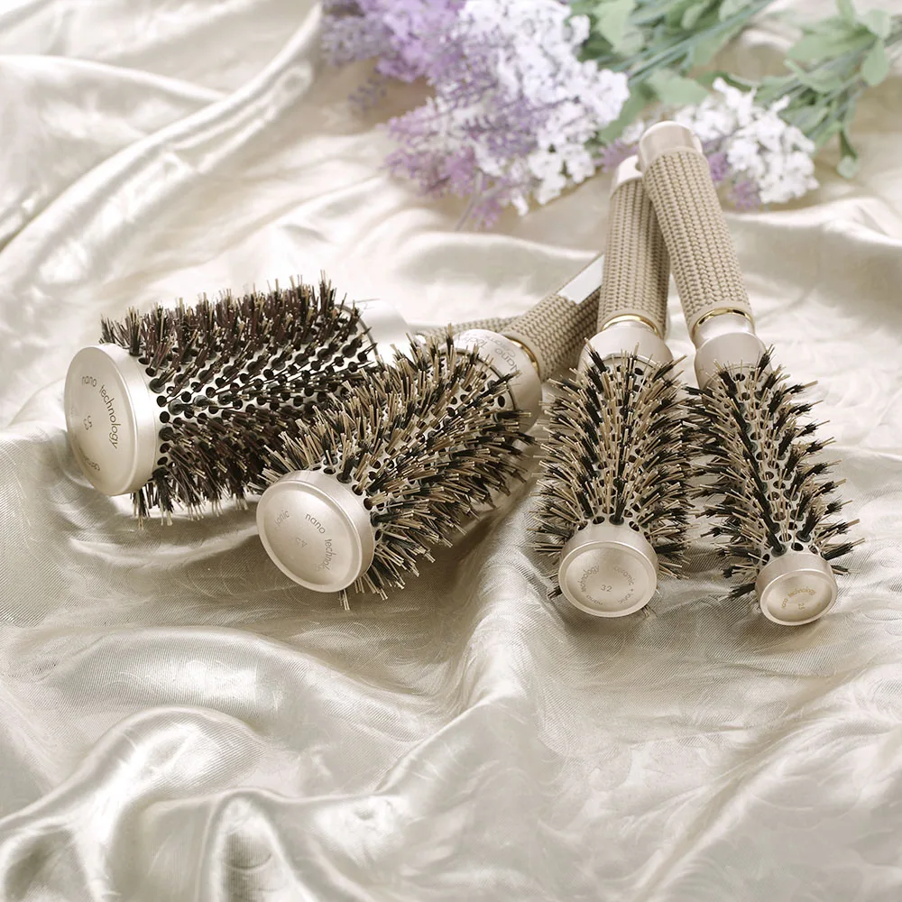 Керамическая ионная щетка для волос Антистатическая завивки под углом массажная