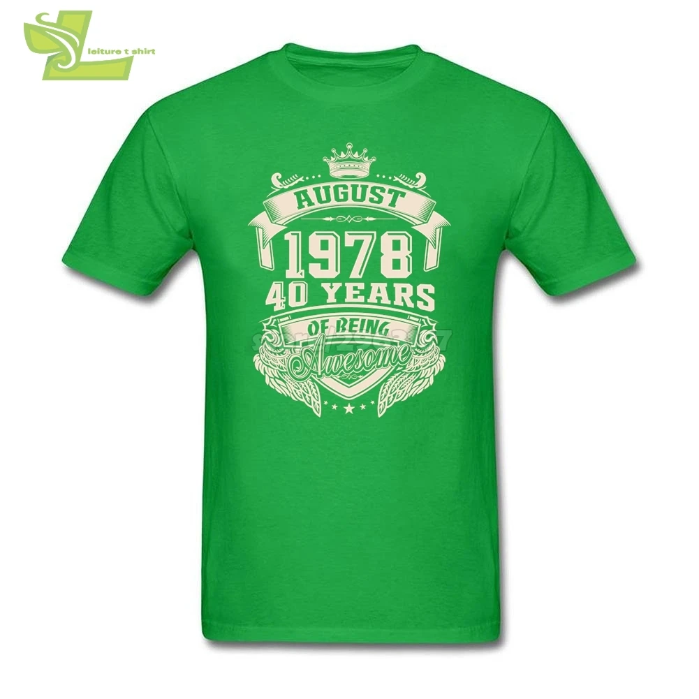 Born in August 1978 40 Years of Being Awesome T Shirt for Men Adult Short Sleeve Discount Dress Plus Size | Мужская одежда