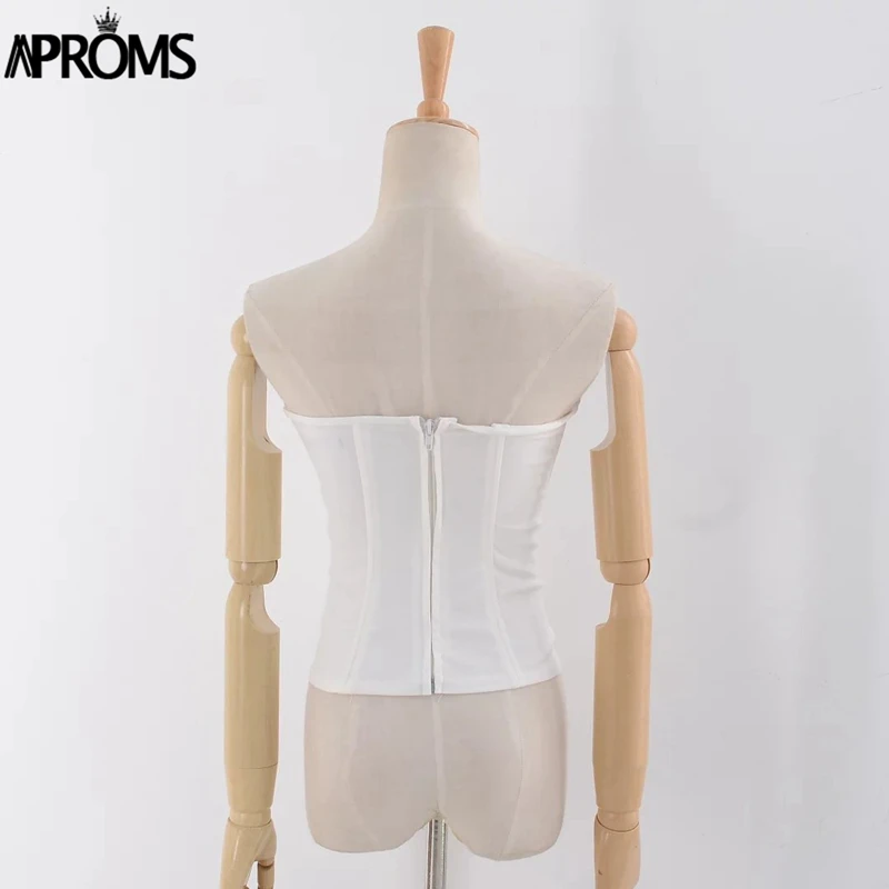 Aproms/черные приталенные топы на бретелях без бретелек; элегантные вечерние топы с открытыми плечами; Рождественский топ; Классная уличная одежда для девочек; базовая одежда на молнии сзади