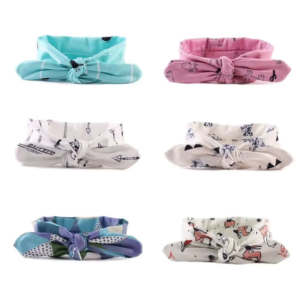 Милая Детская повязка на голову из хлопка для маленьких девочек с бантиком чалма