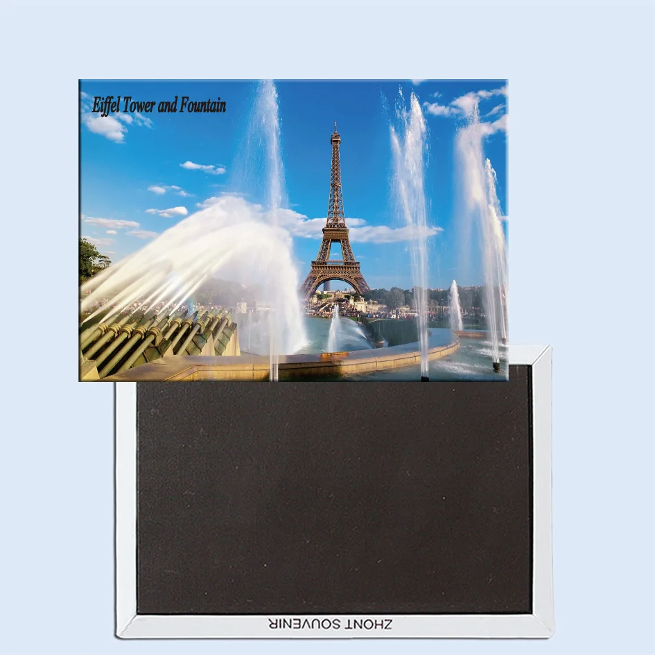 

Eiffel Tower and Fountain, Paris, France, Magnetic refrigerator stickers, tourist souvenirs, small gifts 24760