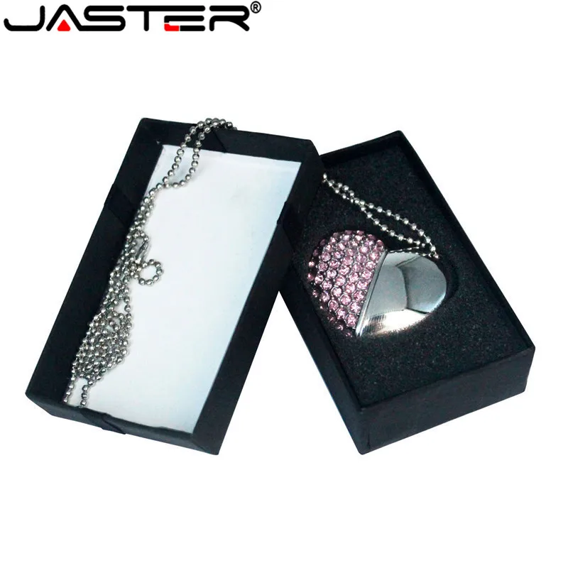 JASTER USB 2,0 Алмазный кристалл сердце любовь с подарочной коробкой USB флеш-накопитель Флешка 4 ГБ~ 64 Гб карта памяти Флешка логотип клиента