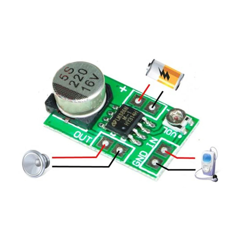 Мини LM386 постоянного тока 3 12 V микро аудио Мощность модуль усилителя 750