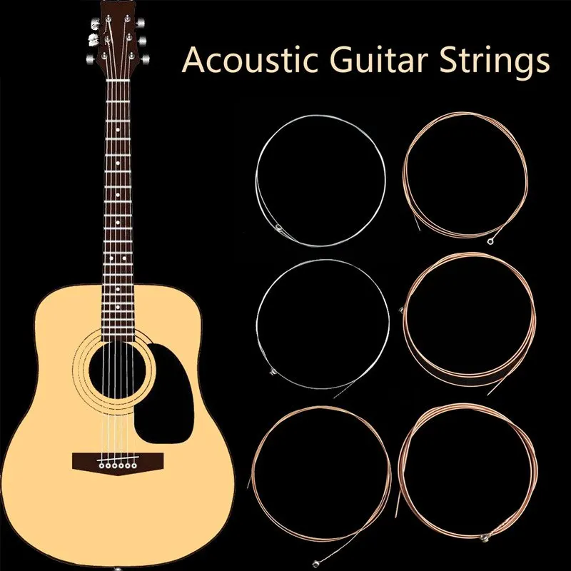 Acoustic Guitar String 6 pcs/ Set Silver Pure Strigning For Guitarra Bass Parts &amp Accessories Strings for Guitars 10 | Спорт и