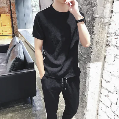 Мужской спортивный костюм с круглым вырезом Повседневная футболка коротким