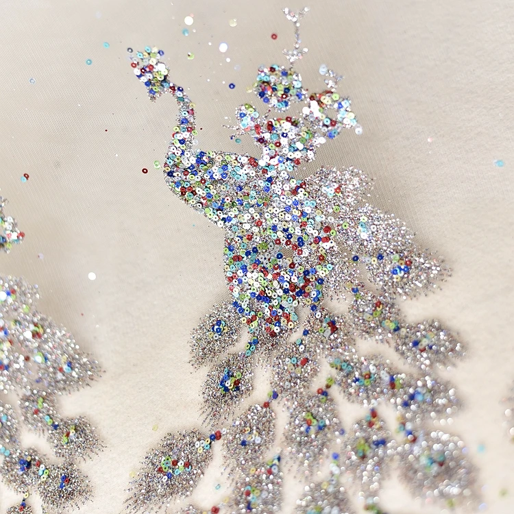 Peacook Блестки ткань вышивка кружева ткань свадебное платье Тюль юбка материал ткани для лоскутного шитья