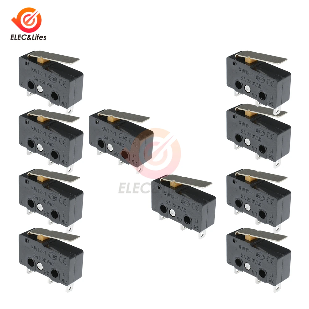 10 шт. AC 250 В 5A микро-переключатель 3 контакта 3-контактный N/O N/C концевой выключатель ВКЛ. Выкл. Микро-переключатель