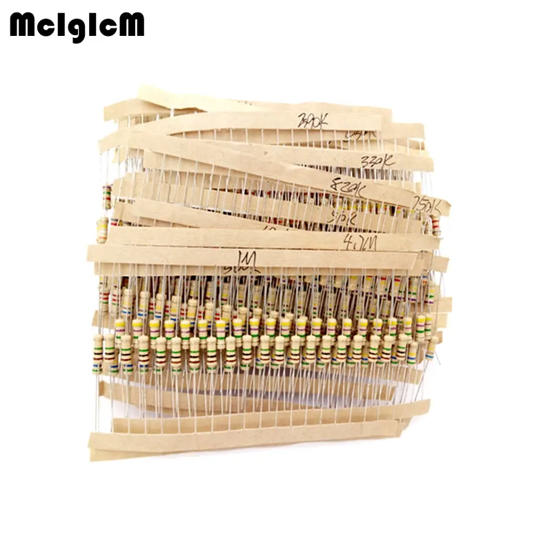 MCIGICM 1/2w пакет резисторов 121 значения x20pcs = 2420 шт. 0,33-4,7 M 5% полный спектр резисторы Ассортимент наборы электронных diy kit